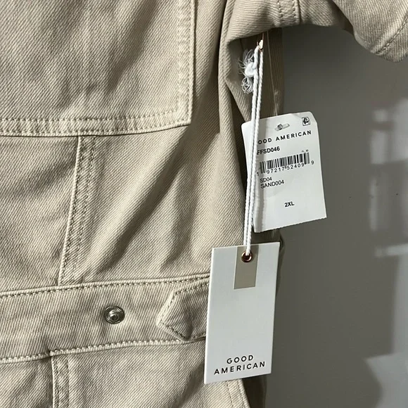Good American Khaki Denim Mini Dress NWT (XXL) - Picture 3 of 7